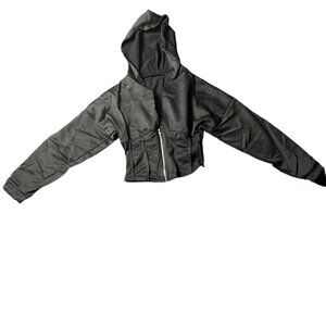 Women's Black Cropped Hoodie